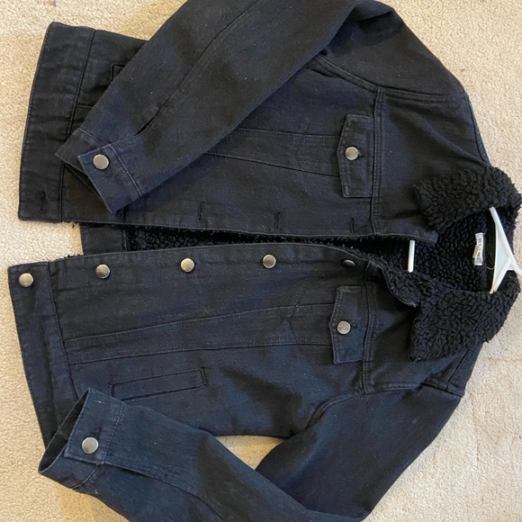 Black lined denim jacket - Picture 1 of 3